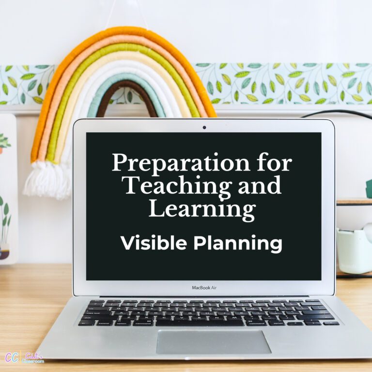 Preparation for Teaching and learning cover photo. White text on black laptop screen.